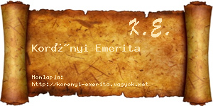 Korényi Emerita névjegykártya